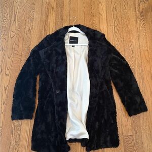 FIFTEEN TWENTY BLACK FAUX FUR COAT – SIZE S